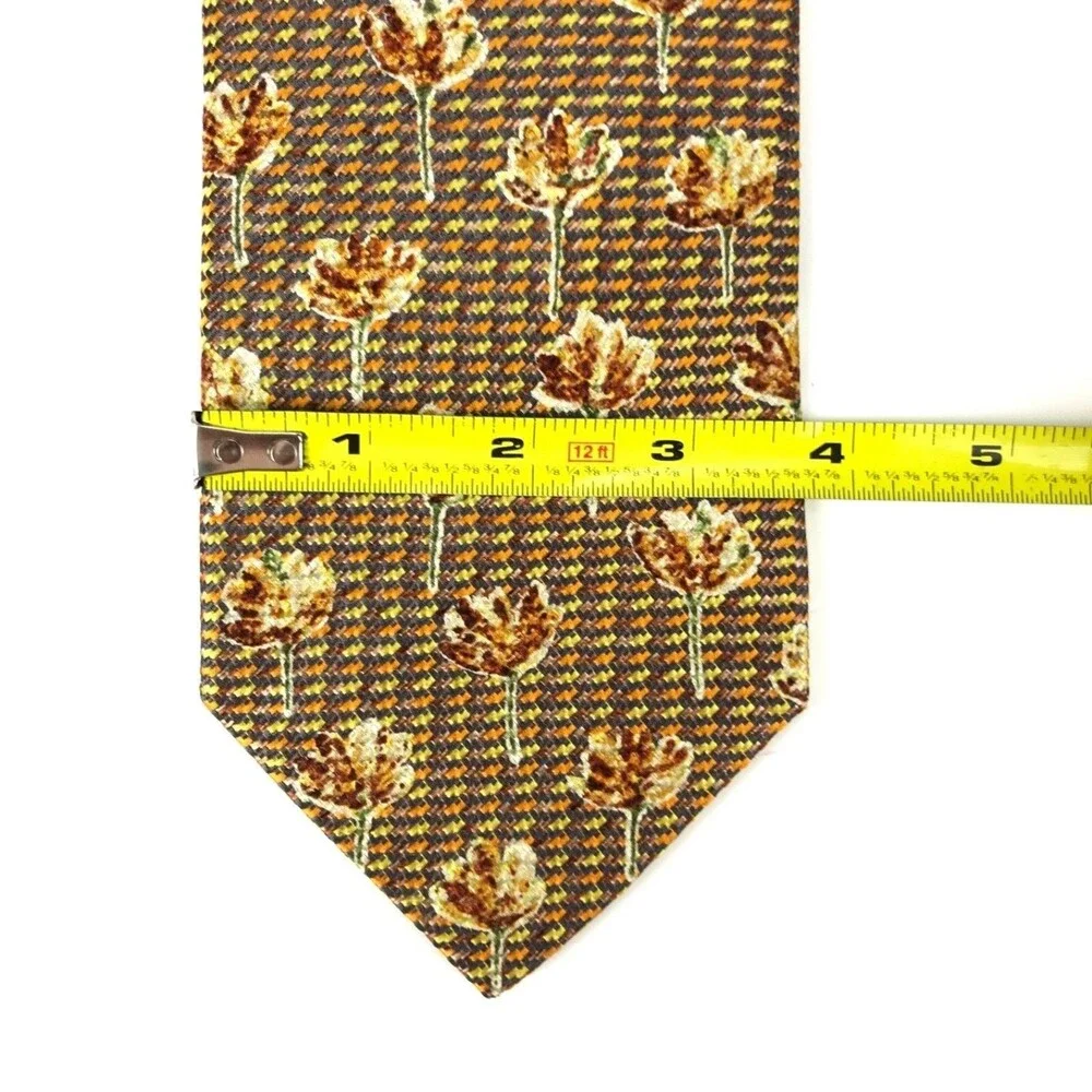 ERMENEGILDO ZEGNA Tie Brown Mix Floral Elegant Necktie Silk Made Italy 3.75x57